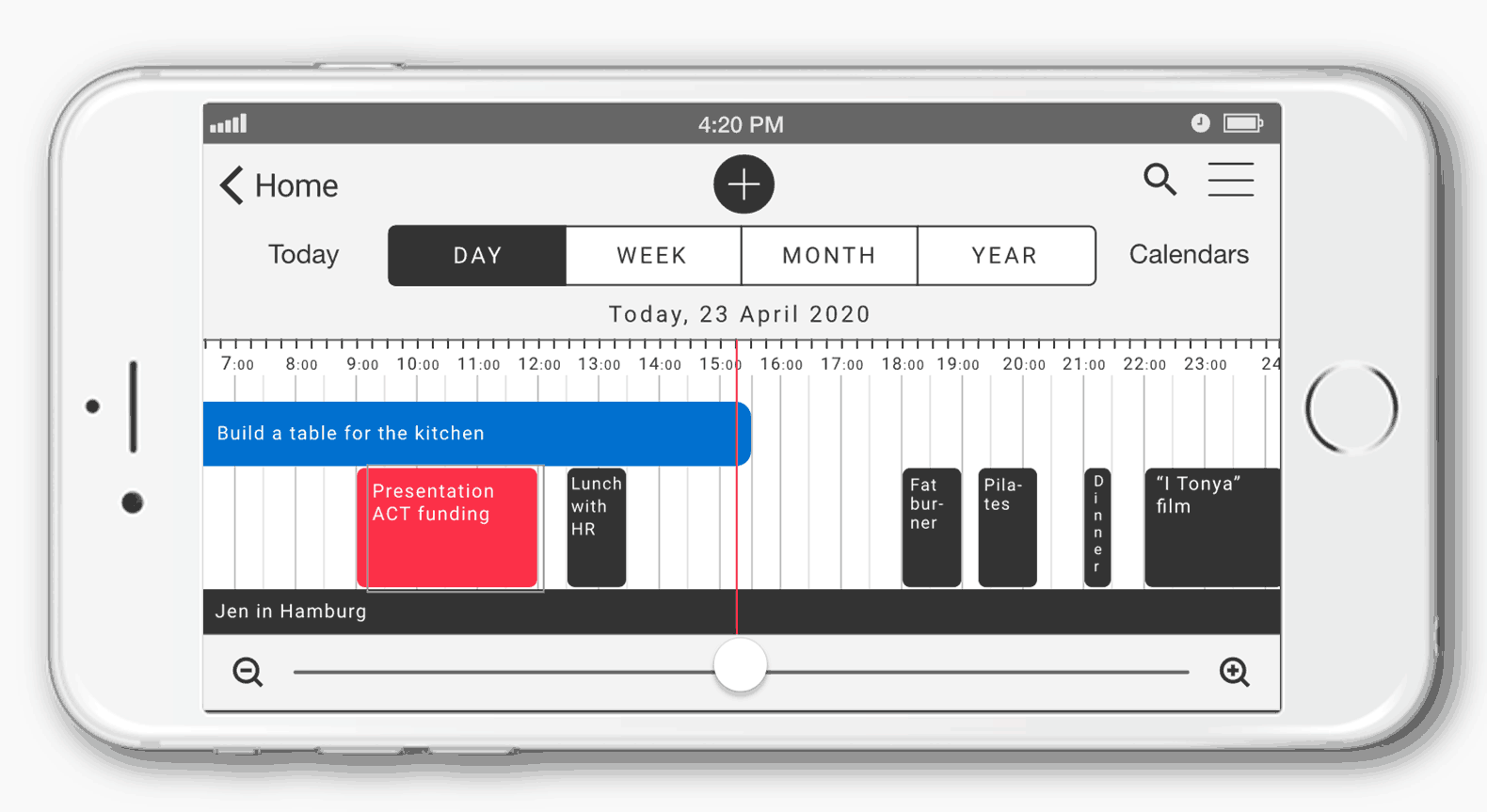 different mobile calendar views in a gif